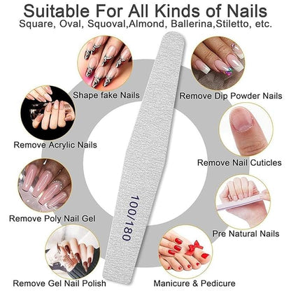 GV526 INOG Manicure Nail File Kit – 1 Pcs Double Sided Nail File, 4- Step Buffing Block, 7 Way NailFile and Buffers, 2 Pcs Cuticle Clipper & Pusher 1 Dusting Brush, Complete Nail Kit with Buffer for Salon Nail Art