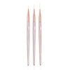 GV528 INOG 3 Pcs Rose Gold Nail Art Liner Brushes Set, UV Gel Acrylic Application Nail Pens Nail Art Designs Tools(7mm/9mm/11mm)