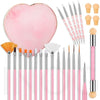 GV529 INOG 26 Pcs Nail Art Brushes with Nail Art Palette Set, Nail Tech Supplies Tools Nail Polish Mixing Palette Double-Ended Dotting Pen for Nail Art