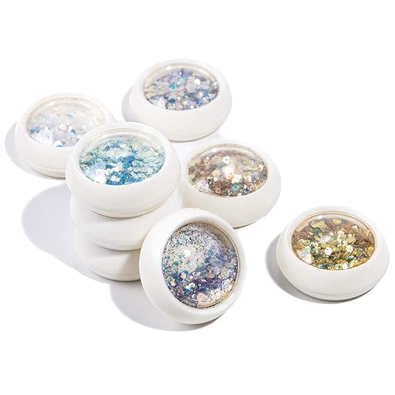 GV530 INOG Nail Art Gradient Glitter Magic Color Changing Laser Thin Sequins Mixed Mirror Hexagon Shape Mermaid Flakes Spangles Palette Craft Glitters Holographic Manicure D.I.Y (8 PCS)