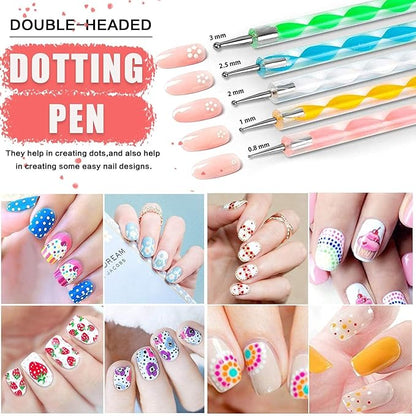 GV532 INOG Nail Art Stamping Kit, 3D Nail Art Tools with Pen & Brush Painting Polish Design Kit Nail Art Stickers Nail Foil Tape Strips and Nails Art Rhinestones