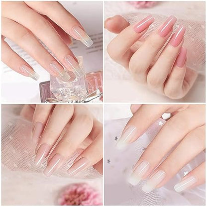 GV533 INOG Poly Gel Quick Building Nail Set,100Pcs False Nail Mold Clear Nail Extension Form Tips,10 Nail Tips Clip And 1Pcs Dual-Ended Poly Extension Brush Picker For Polygel Extension,Home Salon