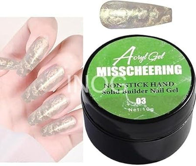 GV536 INOG Solid Builder Gel for Nails, Aurora Shimmer Hard Gel for Extension, Non-Sticky Hand 3D Carving Sculpture Gel With Silicone Pen Decoration Mold for DIY Art Home Salon (Aurora Green)