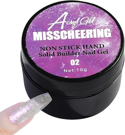 GV537 INOG Solid Builder Gel for Nails, Aurora Shimmer Hard Gel for Nail Extension, Non-Sticky Hand 3D Carving Sculpture Gel with Silicone Pen Decoration Mold for DIY Nail Art Home Salon (Aurora Purple)