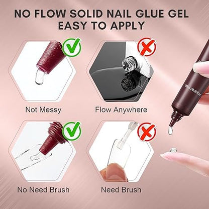 GV538 INOG Gel Nail Glue - 20ML Solid Gel for Soft Tips, Multifunctional Professional Tools, Strong Adhesive for Rhinestones, Charms and Gems