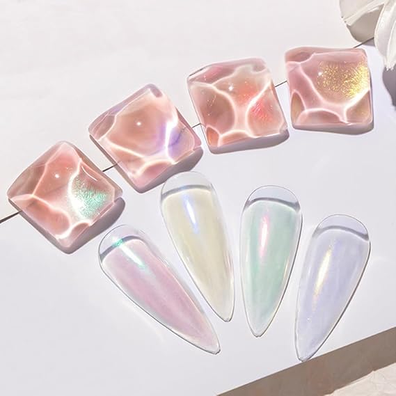 GV540 INOG 6PCS Mermaid Metallic Chrome Nail Powder Set, Mirror Effect Nail Art Powder, Holographic Pigment Glitter Dust for Gel Polish Manicure Decoration with Eyeshadow Sticks