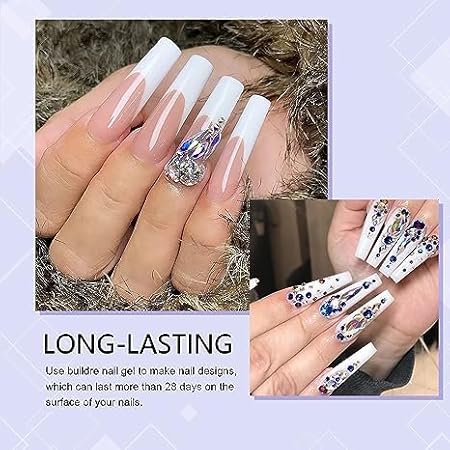 GV541 INOG Builder Nail Gel Kit - Nail Extension Gel Set Nail Strengthen Nail Art Manicure Set with 100PCS Nail Forms and Acrylic Nail Brush with Nail Filer (Clear)