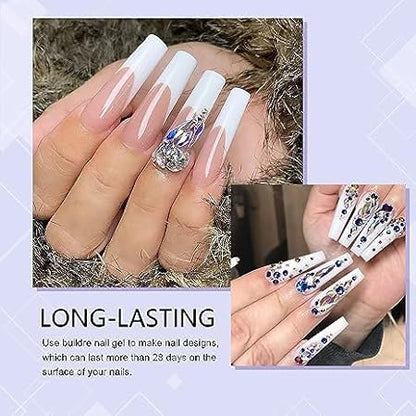 GV541 INOG Builder Nail Gel Kit - Nail Extension Gel Set Nail Strengthen Nail Art Manicure Set with 100PCS Nail Forms and Acrylic Nail Brush with Nail Filer (Clear)