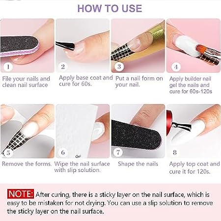 GV541 INOG Builder Nail Gel Kit - Nail Extension Gel Set Nail Strengthen Nail Art Manicure Set with 100PCS Nail Forms and Acrylic Nail Brush with Nail Filer (Clear)