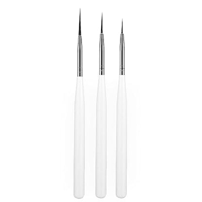 GV546 INOG Nail Art Liner Brush, Nail Design Brushes, Professional Nail Art Brush Fineliner for DIY Nail Art Salon Design [3 Pieces] (White)