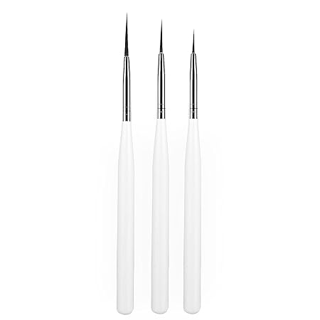 GV546 INOG Nail Art Liner Brush, Nail Design Brushes, Professional Nail Art Brush Fineliner for DIY Nail Art Salon Design [3 Pieces] (White)