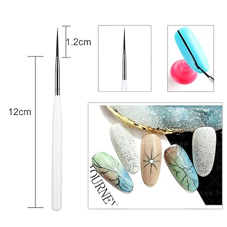 GV546 INOG Nail Art Liner Brush, Nail Design Brushes, Professional Nail Art Brush Fineliner for DIY Nail Art Salon Design [3 Pieces] (White)
