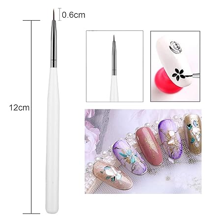 GV546 INOG Nail Art Liner Brush, Nail Design Brushes, Professional Nail Art Brush Fineliner for DIY Nail Art Salon Design [3 Pieces] (White)