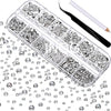 GV564 INOG 2400pcs Nail Art Rhinestones Kit: Crystal Clear Flatback Round Rhinestones (1.5-4.5 mm), with Storage Box/Wax Pencil/Tweezers for Nail Art Craft