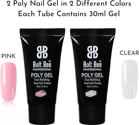 GV568 INOG Acrylic Gel Poly Nail Gel Nail Extension Set With Top & Base Coat Nail Art Combo (Transperant)