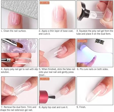 GV568 INOG Acrylic Gel Poly Nail Gel Nail Extension Set With Top & Base Coat Nail Art Combo (Transperant)