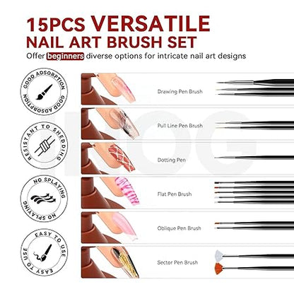 GV570 INOG Nail Practice Finger for Acrylic Nails Kit: Adjustable Nail Practice Hand Fake Mannequin Training Finger Replaceable Nail Tips Nail Art Brush Tools Kit Beginner Home DIY