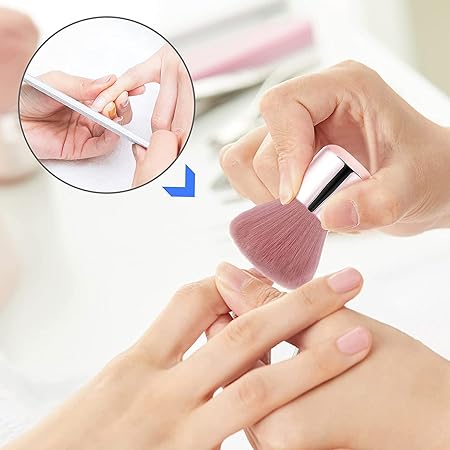 GV571 INOG Nail Art Dust Powder Remover Brush, Nail Art Dust Cleaner Brush, Soft Kabuki Cleaner Brush for Makeup(Pink)