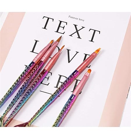 GV573 INOG 5Pcs Acrylic Nail Art Brush Set Mermaid Handle Nail Flower Painting Pen Nail Gradient Brushes UV Gel Builder Manicure DIY Tools