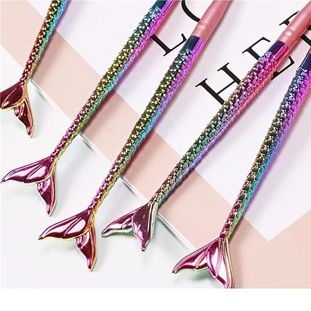 GV573 INOG 5Pcs Acrylic Nail Art Brush Set Mermaid Handle Nail Flower Painting Pen Nail Gradient Brushes UV Gel Builder Manicure DIY Tools