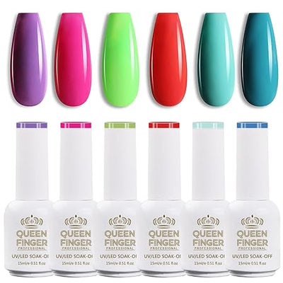 GV862 Gel Nail Polish Set - 6 Colors Nude Grey Peach Dark Red Colors Nail Polish For All Seasons Neutral Soak Off LED Lamp Cured Manicure Kit For Nail Art (23,19,47,21,54,57) (Candy, 6)