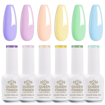 GV582 QUEENFINGER Gel Nail Polish Set - 6 Colors Nude Pink White Brown Cherry Colors Nail Polish For All Seasons Neutral Soak Off LED Lamp Cured Manicure Kit For Nail Art (2,71,79,80,81,83) (Milk Chocolate)