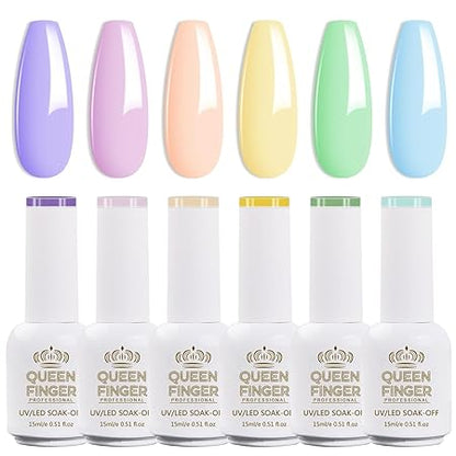 GV582 QUEENFINGER Gel Nail Polish Set - 6 Colors Nude Pink White Brown Cherry Colors Nail Polish For All Seasons Neutral Soak Off LED Lamp Cured Manicure Kit For Nail Art (2,71,79,80,81,83) (Milk Chocolate)