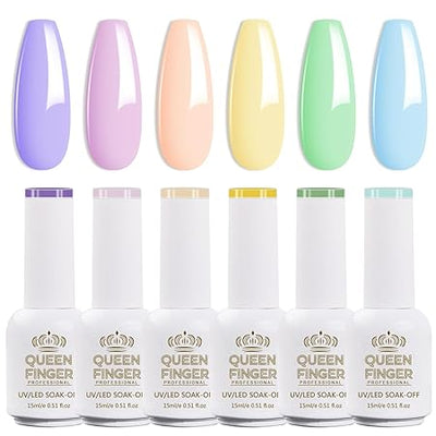 GV864 Gel Nail Polish Set - 6 Colors Nail Polish Sweet Pink Green Collection NailPolish For All Seasons Soak Off LED Lamp Cured Manicure Kit For Nail Art (29,11,118,41,49,54) (Macaron Park)