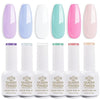 GV867 Gel Nail Polish Set - 6 ColorsSoft Pink White Light Purple Blue Green Nude Summer Nail Polish All Seasons Soak Off LED Lamp Cured Manicure Kit For Nail Art (11,45,02,51,123,77)(Soft Buzzy)