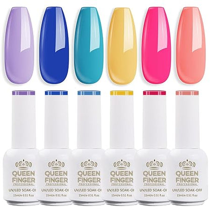 GV582 QUEENFINGER Gel Nail Polish Set - 6 Colors Nude Pink White Brown Cherry Colors Nail Polish For All Seasons Neutral Soak Off LED Lamp Cured Manicure Kit For Nail Art (2,71,79,80,81,83) (Milk Chocolate)
