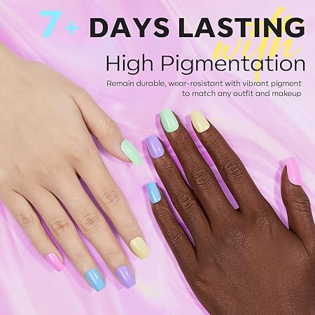 GV864 Gel Nail Polish Set - 6 Colors Nail Polish Sweet Pink Green Collection NailPolish For All Seasons Soak Off LED Lamp Cured Manicure Kit For Nail Art (29,11,118,41,49,54) (Macaron Park)