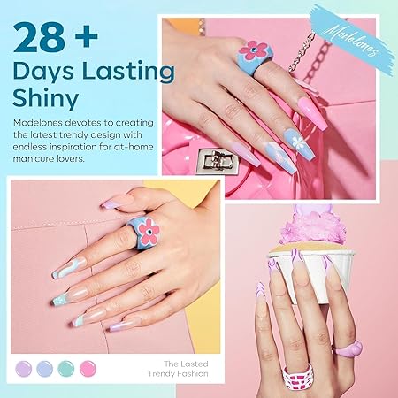 GV867 Gel Nail Polish Set - 6 ColorsSoft Pink White Light Purple Blue Green Nude Summer Nail Polish All Seasons Soak Off LED Lamp Cured Manicure Kit For Nail Art (11,45,02,51,123,77)(Soft Buzzy)