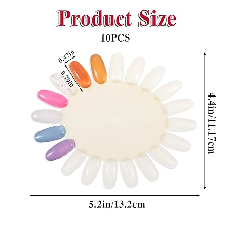 GV710 THR3E STROKES Nail Tips Display Board for Nail Art Design Pattern Practice and Swatch Nail Polish Colors 10pcs(owal)