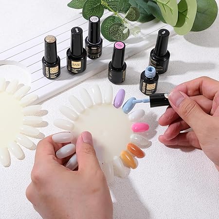 GV710 THR3E STROKES Nail Tips Display Board for Nail Art Design Pattern Practice and Swatch Nail Polish Colors 10pcs(owal)
