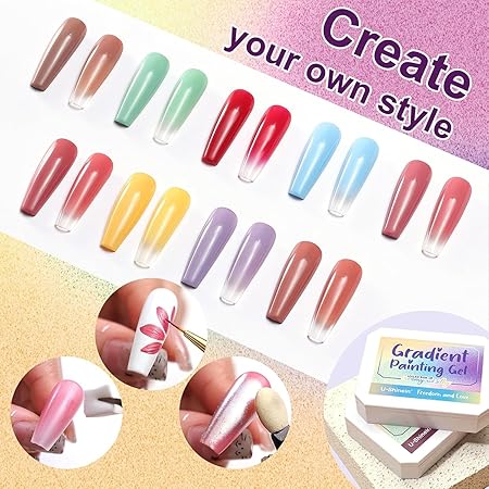 GV743 THR3E STROKES Solid Cream GelPolish Set, 9 Colors Pudding Gel Nail Polish Palette with Nail Brush, Nude Pink Orange Red Solid Gel Polish Nail Art Kit Soak Off Portable Gift for Girls/Friend DIY Home (A)
