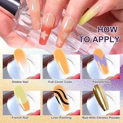 GV744 THR3E STROKES Solid Cream GelPolish Set, 9 Colors Pudding Gel Nail Polish Palette with Nail Brush, Nude Pink Orange Red Solid Gel Polish Nail Art Kit Soak Off Portable Gift for Girls/Friend DIY Home (C)