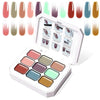 GV745 THR3E STROKES Solid Cream GelPolish Set, 9 Colors Pudding Gel Nail Polish Palette with Nail Brush, Nude Pink Orange Red Solid Gel Polish Nail Art Kit Soak Off Portable Gift for Girls/Friend DIY Home (F)