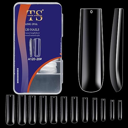 GV764 THR3E STROKES 120pcs Soft Gel Nail Tips, Gel X NailTips Clear Fake Nails Full Cover Soft Acrylic NailTips with Box for Extension Nail Manicure Salon Home DIY