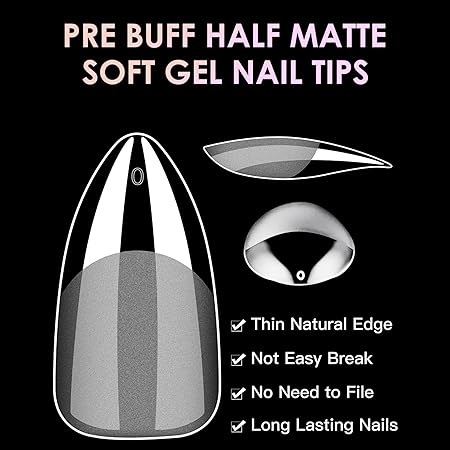 GV764 THR3E STROKES 120pcs Soft Gel Nail Tips, Gel X NailTips Clear Fake Nails Full Cover Soft Acrylic NailTips with Box for Extension Nail Manicure Salon Home DIY