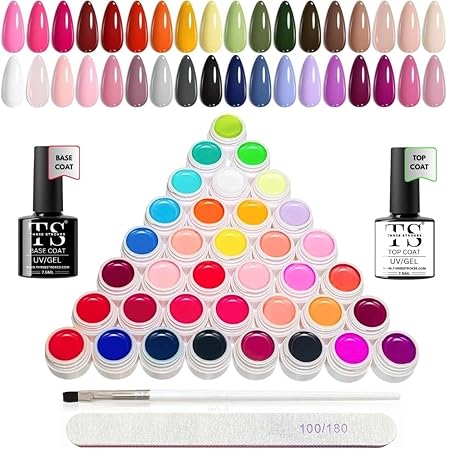 GV777 THR3E STROKES 36 Colors Nail Art GelPaint Kit, 40PCS Gel Nail Polish Set,With Top Coat , Base Coat Gel Nail Polish with NailBrush for DIY NailArt Design, NailArt GelPolish for DIY At Home