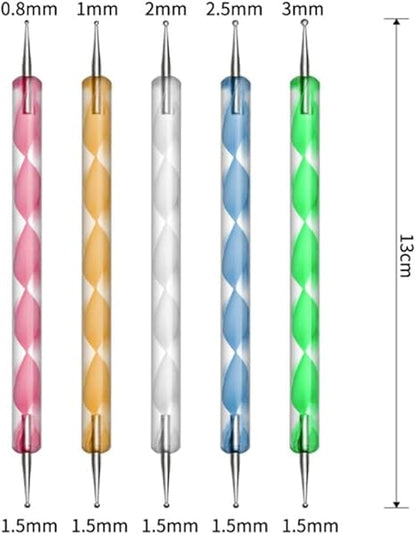 GV779 THR3E STROKES 28-Piece Professional Nail Art Tool Set with Brushes, Dotting Pens, Liner Brushes, Silicone Sculpture Pens, Multicolored