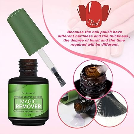 GV780 THR3E STROKES Gel Nail Polish Remover, No Need for Foil, Quick & Easy Polish Remover In 3-5 Minutes, No Need Soaking Or Wrapping Doesn't Hurt Nails-15ml (Set of 3) ( Buffer+Peeler+Cuticle Oil +Acrylic Remover) Accesories Free