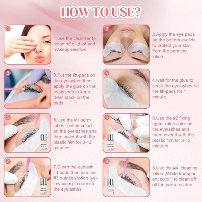 GV781 Professional Salon Semi-Permanent Curling Eyelash Perm Kit with Lash Shields, Eye Gel Pads and Brushes
