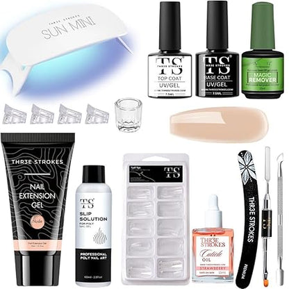 GV783 THR3E STROKES Professional Polygel Nail Extension Kit | All-in-One Medium Kit for Nail Art & Extension | Salon-Quality DIY Nail Kit (SALOMO KIT)