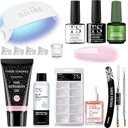 GV783 THR3E STROKES Professional Polygel Nail Extension Kit | All-in-One Medium Kit for Nail Art & Extension | Salon-Quality DIY Nail Kit (SALOMO KIT)