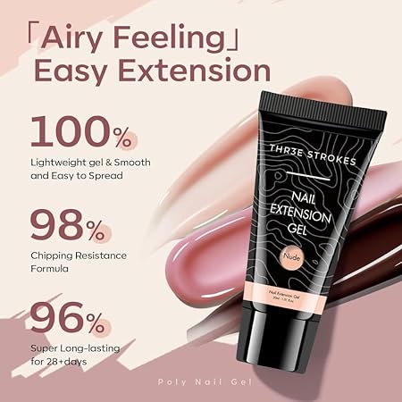 GV783 THR3E STROKES Professional Polygel Nail Extension Kit | All-in-One Medium Kit for Nail Art & Extension | Salon-Quality DIY Nail Kit (SALOMO KIT)