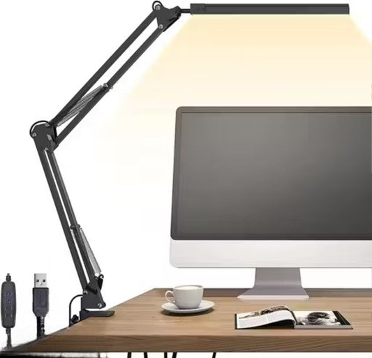 GV407 LED Desk Lamp Screw Fixed Desk Lamp Eye-Friendly LED Desk Lamp Work Lamp Dimmable Study Lamp Flexible Lamp Arm, USB Power LED Desk Lamp for Home, Office