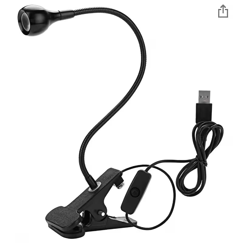 GV907 LED Lamp with Clip-On Flexible Metal Tube & Plastic Head – Mini USB Gel Lamp Nail Dryer for DIY Manicure Color may Vary