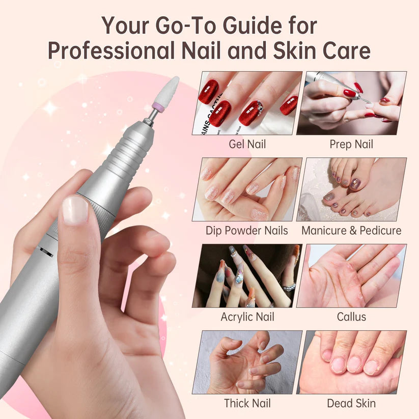 GV945 Rechargeable Professional Nail Drill Machine – Portable Electric Nail File with Digital Display & Speed Control