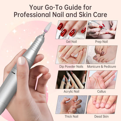 GV945 Rechargeable Professional Nail Drill Machine – Portable Electric Nail File with Digital Display & Speed Control